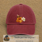 Image principale casquette Rouge délavé - Bordeaux délavé avec motif Abeille et miel 7 cm