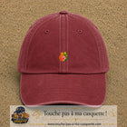 Casquette Rouge délavé - Bordeaux délavé motif Chat feuille logo 3 cm