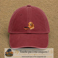 Image principale casquette Rouge délavé - Bordeaux délavé avec motif Chien avec collier 5 cm