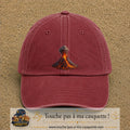 Image principale casquette Rouge délavé - Bordeaux délavé avec motif Volcan en éruption 7 cm