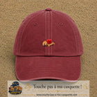 Casquette Rouge délavé - Bordeaux délavé motif Patte de chien et cœur logo 3 cm