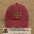 Image principale casquette Rouge délavé - Bordeaux délavé avec motif Trèfle et fer à cheval 7 cm
