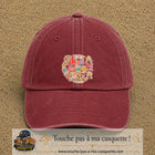 Casquette Rouge délavé - Bordeaux délavé avec motif Merci les Fiancés en 7 cm – vue principale