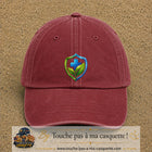 Casquette Rouge délavé - Bordeaux délavé motif Bouclier croix et feuilles logo 7 cm