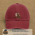 Image principale casquette Rouge délavé - Bordeaux délavé avec motif Hibou sous la lune 7 cm