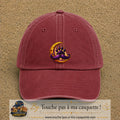 Casquette Rouge délavé - Bordeaux délavé avec motif Patte moustachue sur lune en 7 cm – vue principale