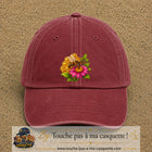 Casquette Rouge délavé - Bordeaux délavé motif Abeille et miel logo 7 cm