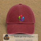 Casquette Rouge délavé - Bordeaux délavé motif Yoga santé logo 7 cm