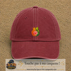 Casquette Rouge délavé - Bordeaux délavé motif Chat feuille logo 5 cm