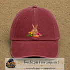 Image principale casquette Rouge délavé - Bordeaux délavé avec motif Lapin fleuri 7 cm