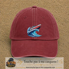 Casquette Rouge délavé - Bordeaux délavé avec motif Bateau à moteur sur vague en 7 cm – vue principale