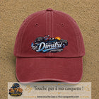 Casquette Rouge délavé - Bordeaux délavé avec motif Prénom Dimitri univers vitesse en 7 cm – vue principale