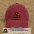 Image principale casquette Rouge délavé - Bordeaux délavé avec motif Volcan de lave 7 cm