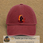 Casquette Rouge délavé - Bordeaux délavé motif Couple sous la lune logo 7 cm