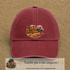 Casquette Rouge délavé - Bordeaux délavé avec motif Je t’aime mon Papa et ses passions en 7 cm – vue principale