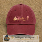 Casquette Rouge délavé - Bordeaux délavé avec motif Prénom Nadia fleuri en 5 cm – vue principale
