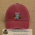 Image principale casquette Rouge délavé - Bordeaux délavé avec motif Rivière de montagne 7 cm