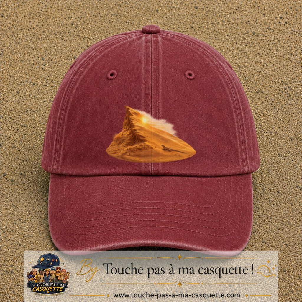 Image principale casquette Rouge délavé - Bordeaux délavé avec motif Dune du désert 7 cm