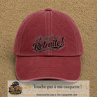 Casquette Rouge délavé - Bordeaux délavé avec motif Je suis à la retraite en 7 cm – vue principale