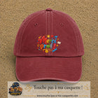 Casquette Rouge délavé - Bordeaux délavé avec motif Merci Prof coloré en 7 cm – vue principale