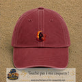 Casquette Rouge délavé - Bordeaux délavé motif Couple sous la lune logo 5 cm