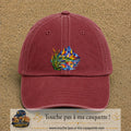 Image principale casquette Rouge délavé - Bordeaux délavé avec motif Lac de montagne 7 cm