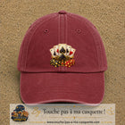 Casquette Rouge délavé - Bordeaux délavé motif Poker cartes et jetons logo 7 cm