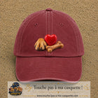 Casquette Rouge délavé - Bordeaux délavé motif Patte de chien et cœur logo 7 cm