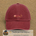Casquette Rouge délavé - Bordeaux délavé avec motif Prénom Valérie fleuri en 3 cm – vue principale