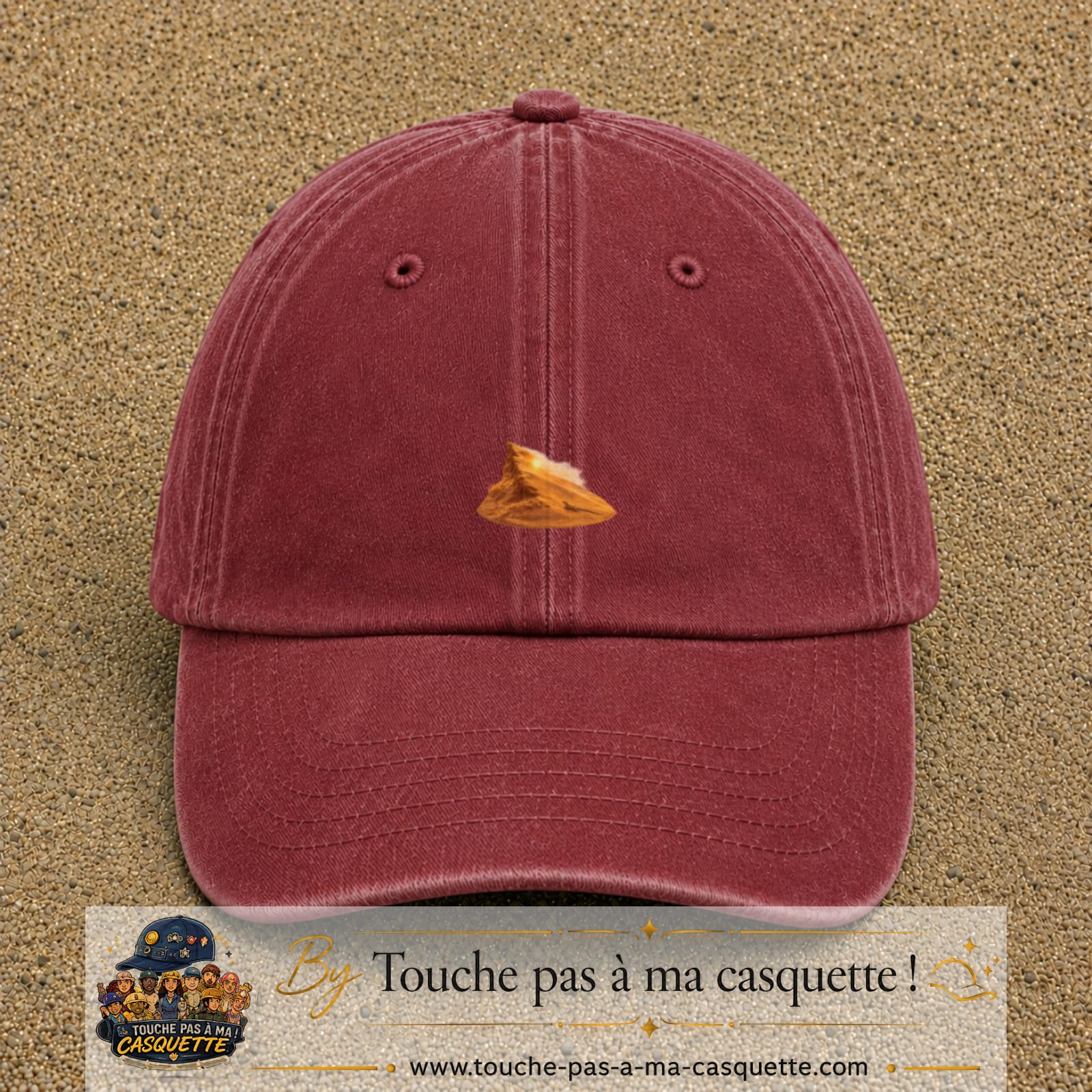 Image principale casquette Rouge délavé - Bordeaux délavé avec motif Dune du désert 3 cm