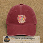 Casquette Rouge délavé - Bordeaux délavé avec motif Merci les Mariés en 7 cm – vue principale
