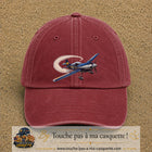 Image principale casquette Rouge délavé - Bordeaux délavé avec motif Avion de voltige 7 cm