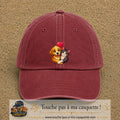 Casquette Rouge délavé - Bordeaux délavé avec motif Chien et chat complices en 7 cm – vue principale