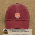Casquette Rouge délavé - Bordeaux délavé avec motif Merci les Fiancés en 5 cm – vue principale
