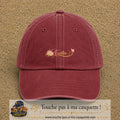 Casquette Rouge délavé - Bordeaux délavé avec motif Prénom Nadia fleuri en 3 cm – vue principale