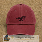 Image principale produit127moyenRB - casquette Rouge délavé - Bordeaux délavé avec visuel Cheval au galop 5 cm