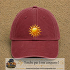 Image principale produit102grosRB - casquette Rouge délavé - Bordeaux délavé avec visuel Soleil brillant 7 cm