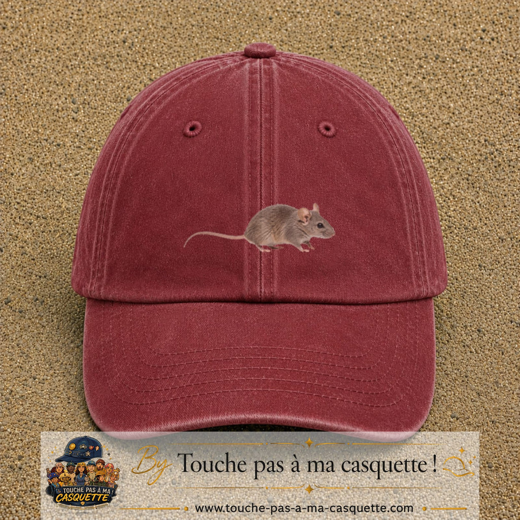 Image principale produit73moyenRB - casquette Rouge délavé - Bordeaux délavé avec visuel Souris 5 cm