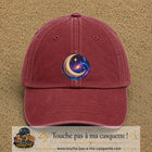 Image principale produit58grosRB - casquette Rouge délavé - Bordeaux délavé avec visuel Galaxie lune 7 cm