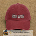 Image principale produit119moyenRB - casquette Rouge délavé - Bordeaux délavé avec visuel Télé tu parles trop 5 cm