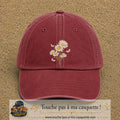 Image principale produit21grosRB - casquette Rouge délavé - Bordeaux délavé avec visuel Bouquet de marguerites 7 cm