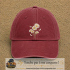 Image principale produit21grosRB - casquette Rouge délavé - Bordeaux délavé avec visuel Bouquet de marguerites 7 cm