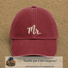 Image principale produit111moyenRB - casquette Rouge délavé - Bordeaux délavé avec visuel Mr blanc 5 cm