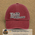 Image principale produit122grosRB - casquette Rouge délavé - Bordeaux délavé avec visuel Vache message français 7 cm