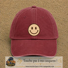 Image principale produit178grosRB - casquette Rouge délavé - Bordeaux délavé avec visuel Smiley 7 cm