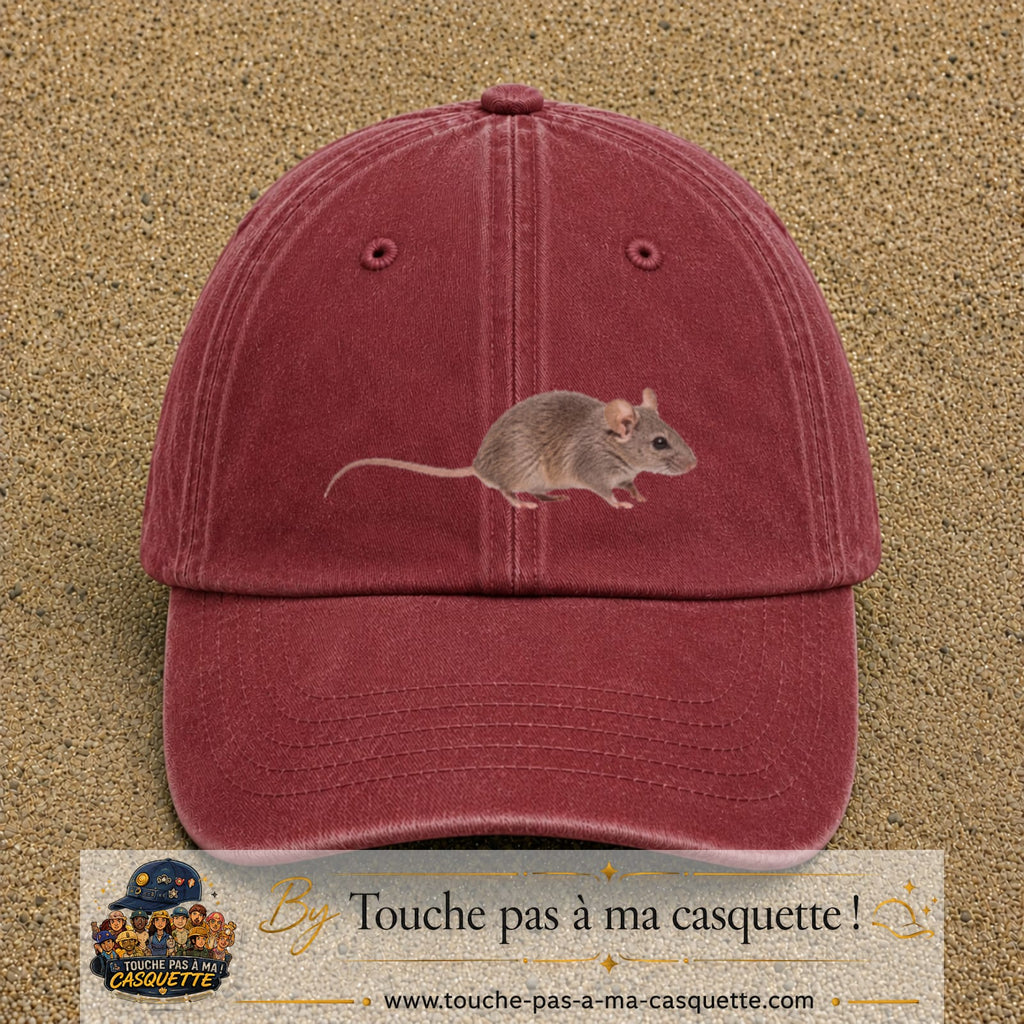 Image principale produit73grosRB - casquette Rouge délavé - Bordeaux délavé avec visuel Souris 7 cm
