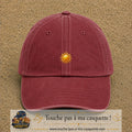 Image principale produit102petitRB - casquette Rouge délavé - Bordeaux délavé avec visuel Soleil brillant 3 cm