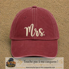 Image principale produit113grosRB - casquette Rouge délavé - Bordeaux délavé avec visuel Mrs blanc 7 cm