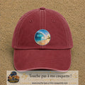 Image principale produit175grosRB - casquette Rouge délavé - Bordeaux délavé avec visuel Vague plage 7 cm