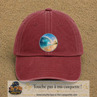 Image principale produit175grosRB - casquette Rouge délavé - Bordeaux délavé avec visuel Vague plage 7 cm